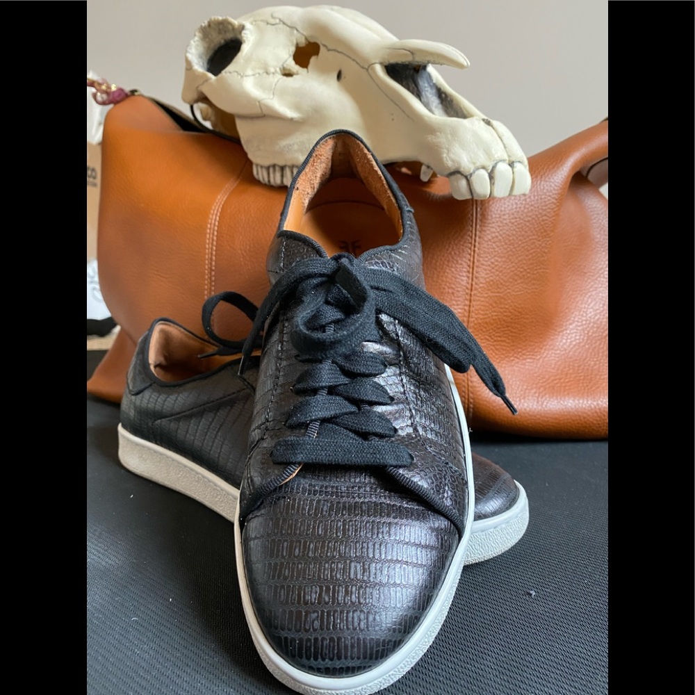 Frye Snakeskin Leather Skater Sneakers - Picture 2 of 7